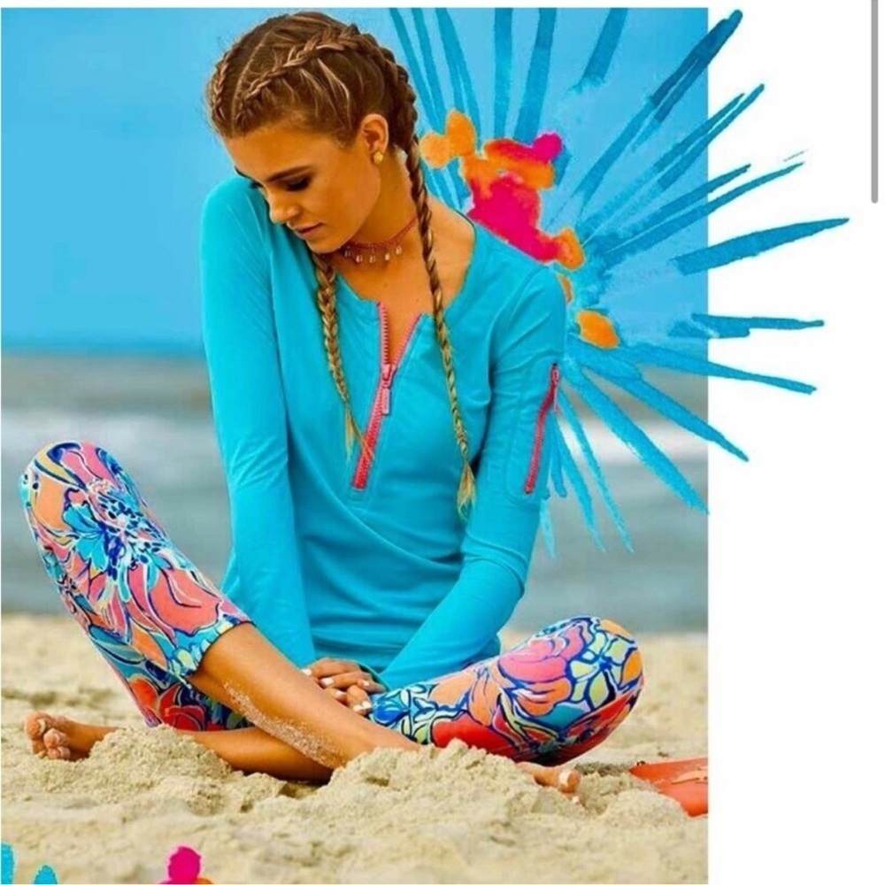 Lilly Pulitzer Luxletic UPF 50+ Weekender Cropped Leggings Breezy Babe Size XL